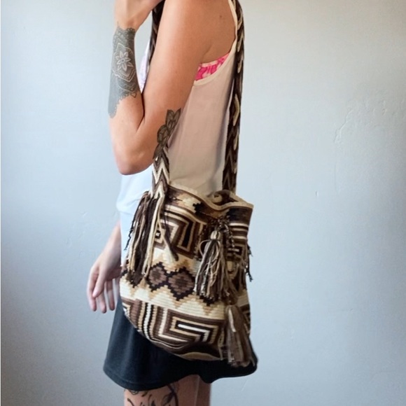 Bohemian Crossbody Bag. Indigenously Handmade by skilled artists. Brown shades. - Picture 5 of 13